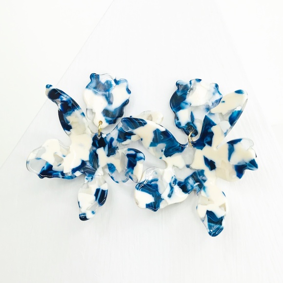 RESTOCKED Paper Lily Earrings in Blue - Picture 2 of 8